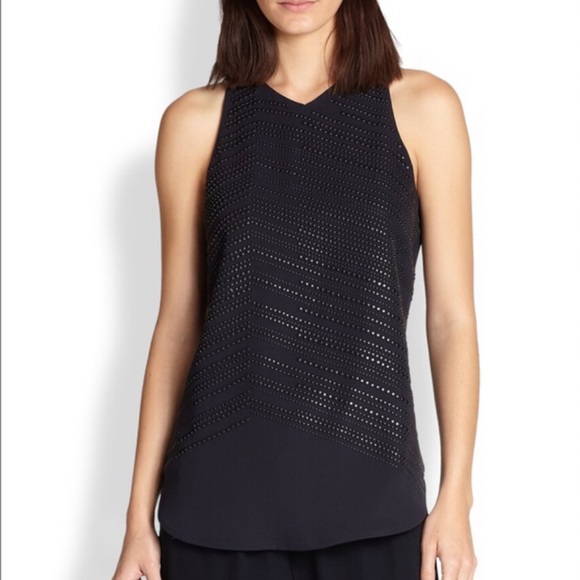 ALC Black Studded Top Sleeveless Size 4 - Picture 2 of 12